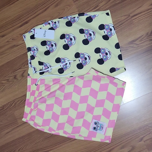 Neff Other - Mens XXL Disney Mickey Mouse Neff swim shorts NWT Pastels yellow Pink retro look